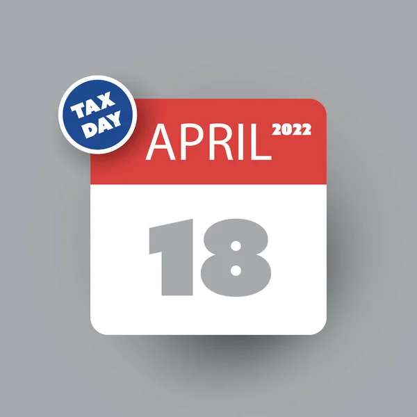 Tax Day Reminder Concept Calendar Design Template Usa Tax Deadline — Vettoriale Stock