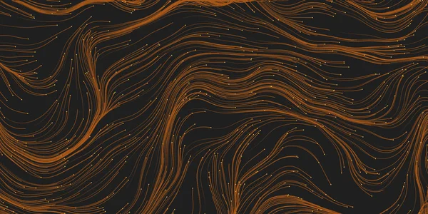 Dark Brown Moving Flowing Particles Curving Arborescent Lines Striped Pattern — Διανυσματικό Αρχείο