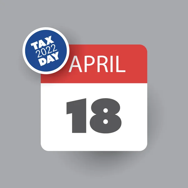 Tax Day Reminder Concept Calendar Design Template Usa Tax Deadline — Διανυσματικό Αρχείο