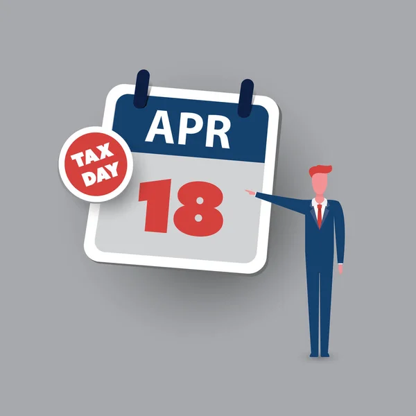 Tax Day Reminder Concept Calendar Design Template Usa Tax Deadline — Stock Vector