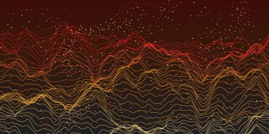 Dark Wavy Şeffaf 3D Yüzey, Benekli Arkaplan Alanı - Üç Boyutsal Dijital Üretim Sanatı, Düzenlenebilir Vektör Tasarım Şablonu