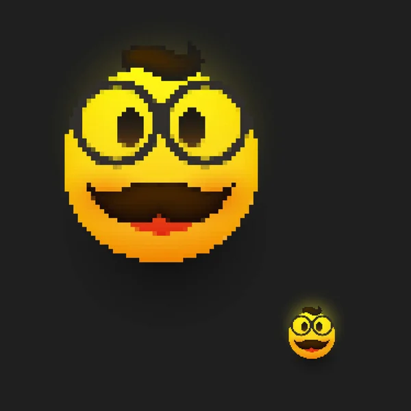 Glimlachende Emoji Eenvoudige Happy Male Emoticon Met Bril Haar Snor — Stockvector