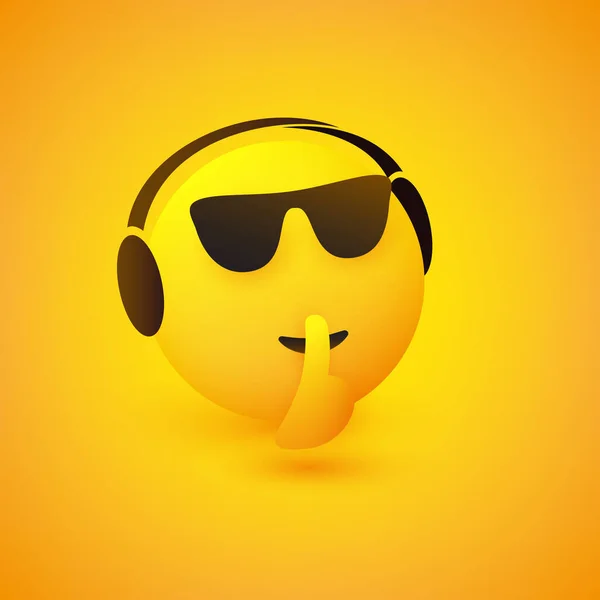 Cicho Bądź Uciszająca Twarz Okularami Przeciwsłonecznymi Słuchanie Muzyki Gesturing Pokazywanie — Wektor stockowy