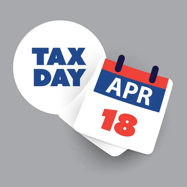 Tax Day Reminder Concept Calendar Design Template Usa Tax Deadline — 图库矢量图片