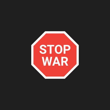 Savaş Sancağını Durdur - Kırmızı Yol Tabelasında Harfleme - Vektör Tasarımı Konsepti