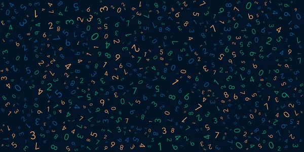 Various Colorful Randomly Placed Sized Oriented Numbers Patterned Texture Background — ストックベクタ