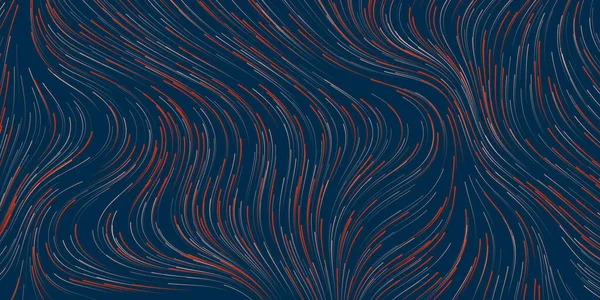 蓝色和红色运动 弯曲颗粒的发光流 波纹线 数字生成的黑暗未来主义抽象3D几何背景设计 编辑矢量格式的生成艺术 — 图库矢量图片