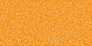 Birçok Beyaz Rastgele Yerleştirilmiş ve Boyutlandırılmış Daireler, Çiçekler Deseni - Turuncu Arkaplanda Modern Stil Doku, Düzenlenebilir Vektör Biçiminde Tasarım Elemanı