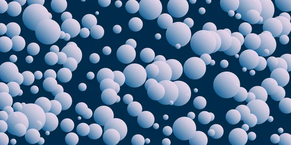 アブストラクトグレーと青の3D球体パターン ランダムに配置されたボール 生成アート ベクトル背景と幾何学的テクスチャ — ストックベクタ