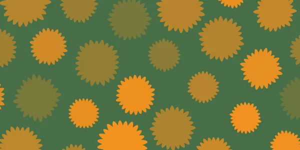 Lots Colorful Randomly Placed Sized Orange Flowers Pattern Vintage Style — Stock Vector
