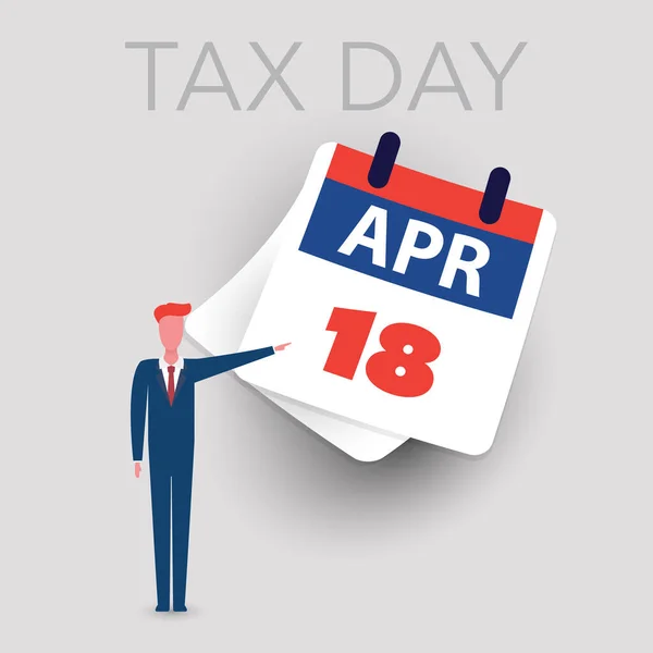 Tax Day Reminder Concept Calendar Design Template Usa Tax Deadline — Stockvektor