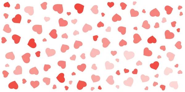 Divers Motifs Coeurs Roses Rouges Colorés Placés Dimensionnés Orientés Hasard — Image vectorielle