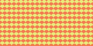 Soyut Sarı ve Kırmızı Yarım Çember Deseni - Çakışan Nesneler Satırları, Basit Geometrik Mozaik Doku, Vektör Arkaplan