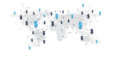 Dünya çapında Finansal Bağlantılar, Çevrimiçi Bankacılık, Dijital Para Aktarımı - İş Ağı Yapısı, Bağlantı, Veri Değişimi, İşbirliği, Teknoloji Konsepti
