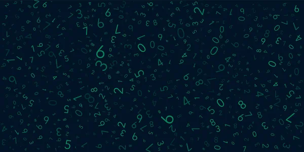 Various Dark Green Randomly Placed Sized Oriented Numbers Pattern Texture — Stockvektor