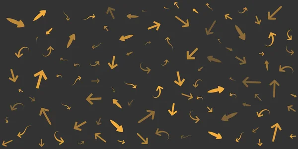 Divers Symboles Flèches Brunes Placés Façonnés Hasard Modèle Différentes Tailles — Image vectorielle
