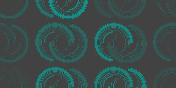 Abstract Dark Green Vintage Style Coupled Concentric Half Circles Pattern — Stockvector