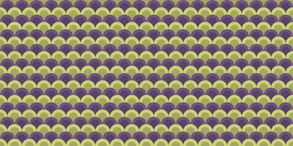 Abstract Purple Green Half Circles Pattern Overlapped Rows Objects Simple — Stockvector