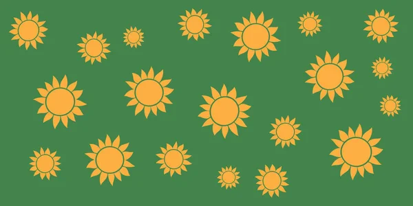 Veel Oranje Bloemen Zonnen Van Verschillende Groottes Vintage Style Textuur — Stockvector