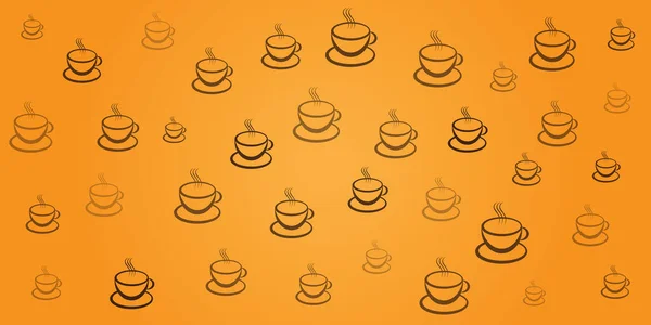 Lots Brown Coffee Cup Soup Bowl Icons Various Sizes Pattern — ストックベクタ