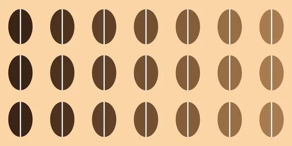 Brown Coffee Beans Pattern Wide Scale Beige Background Design Template — Vettoriale Stock