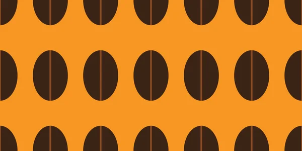 Brown Coffee Beans Seamless Pattern Wide Scale Orange Background Design — ストックベクタ