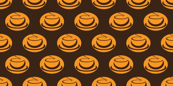 Patrón Iconos Taza Café Naranja Sin Costura Cuenco Sopa Gran — Archivo Imágenes Vectoriales