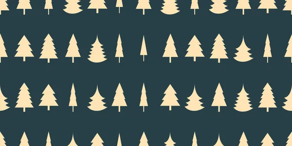 Seamless Pattern Trees Various Shapes Dark Texture Vector Background Design — Vettoriale Stock