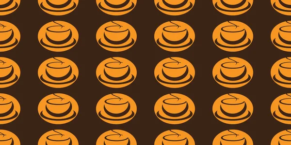 Patrón Iconos Taza Café Naranja Sin Costura Cuenco Sopa Gran — Archivo Imágenes Vectoriales