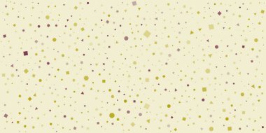 Birçok Renkli Rastgele Yerleştirilmiş, Boyutlandırılmış ve Yönlendirilmiş Kareler, Noktalar, Altıgenler ve Üçgenler Desensel-Modern Stil Doku Arkaplanı, Düzenlenebilir Vektör Biçiminde Tasarım Elemanı Şablonu