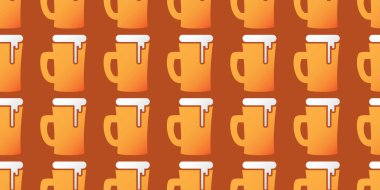 Turuncu Bira Bardakları Deseni, Geniş Ölçekli Arkaplan Tasarım Şablonu Düzenlenebilir Vektör Biçimi
