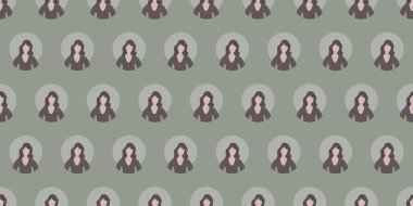 Birçok Renksiz Kullanıcı Avatarları Dokusu, Kadın Yüzü Sembolleri Satırları Arkaplanı - Pankartlar, Posterler, Broşürler, Ön Sayfalar, Sunumlar veya Web Siteleri Olarak Uygulanabilir Desen Tasarımı