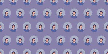 Birçok Renksiz Kullanıcı Avatarları Dokusu, Kadın Yüzü Sembolleri Satırları Arkaplanı - Pankartlar, Posterler, Broşürler, Ön Sayfalar, Sunumlar veya Web Siteleri Olarak Uygulanabilir Desen Tasarımı