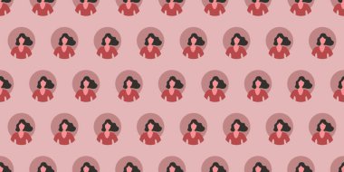 Birçok Renksiz Kullanıcı Avatarları Dokusu, Kadın Yüzü Sembolleri Satırları Arkaplanı - Pankartlar, Posterler, Broşürler, Ön Sayfalar, Sunumlar veya Web Siteleri Olarak Uygulanabilir Desen Tasarımı