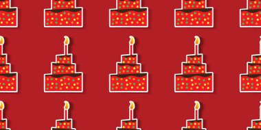 Doğumgünü Kağıt Kesme Simgeleri - Kusursuz Doku - Vektör Arkaplan Tasarımı, Web siteleri, Pankartlar, Posterler, Broşürler, Paket Kağıtları