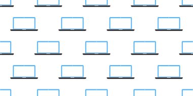 Birçok Basit Minimalist Dizüstü bilgisayar - Beyaz Arkaplan Tasarımı Üzerine Kusursuz Desen, IT İçin Doku, Web ve Teknoloji - Düzenlenebilir Vektör Biçiminde Görüntü