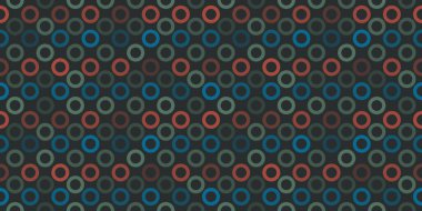 Soyut Koyu Renkli Halkalar Deseni, Koyu Gri Arkaplan üzerindeki Geometrik Mozaik Doku - Vektör Tasarımı