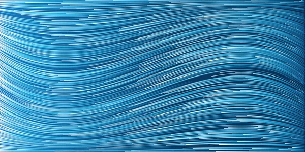 Spostamento Blu Bianco Flusso Fluente Particelle Curva Linee Ondulate Futuristica — Vettoriale Stock