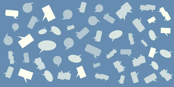 Blue Speech Thought Bubbles Simple Text Boxes Communication Symbols Pattern — Archivo Imágenes Vectoriales