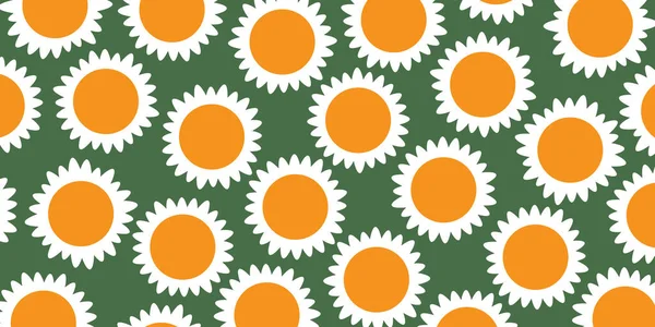 Veel Kleurrijke Zonnebloemen Vintage Style Texture Floral Pattern Achtergrond Design — Stockvector