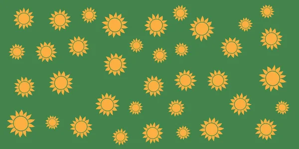 Veel Oranje Bloemen Zonnen Van Verschillende Groottes Vintage Style Textuur — Stockvector