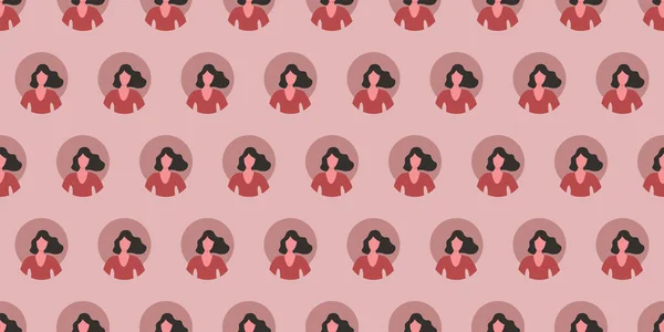 Massor Färgglada Sömlösa Användare Avatars Textur Bakgrund Med Rader Kvinnliga — Stock vektor