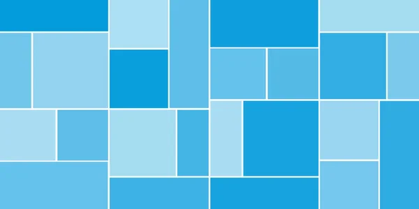 Marcos Baldosas Rectangulares Simples Varios Tamaños Coloreados Tonos Azul Patrón — Vector de stock