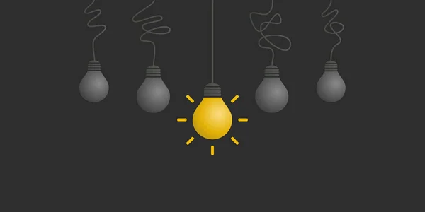 New Standout Idea Easy Solution Dark Light Bulbs Concept Design — Stockový vektor