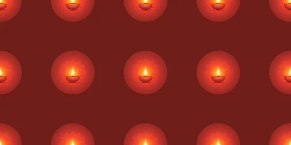 Happy Diwali Rows Burning Dark Red Candles Pattern Deepawali Indian — Stockvektor