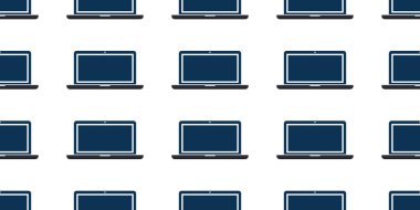 Bir sürü Basit Mavi Minimalist Laptoplar - BT, Web ve Teknoloji için Geniş Ölçekli Desen Tasarım - Düzenlenebilir Vektör Biçiminde Görüntü