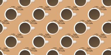 Geniş Ölçekli Kahverengi Arkaplan üzerindeki Kusursuz Kahve Kupası Simgeleri Kalıbı - Düzenlenebilir Vektör Biçiminde Tasarım Şablonu