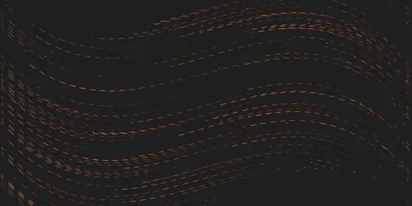 Dark Black Orange Wavy Curving Dashed Lines Stripes Pattern Digitally — Vettoriale Stock