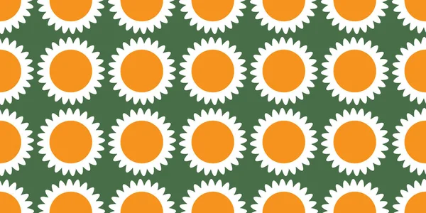 Rijen Van Kleurrijke Eenvoudige Ronde Zonnebloemen Minimalistische Vintage Style Textuur — Stockvector