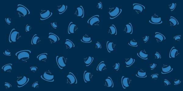 Blue Coffee Cup Soup Bowl Icons Pattern Various Sizes Orientation — Image vectorielle